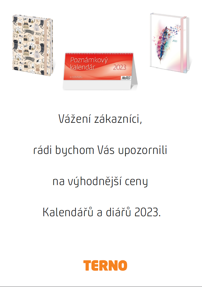 Zvýhodněná cena kalendářů a diářů 2023