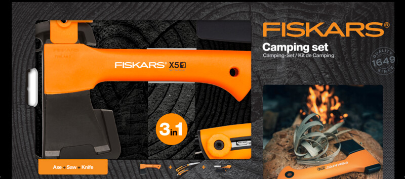 Set sekyra, nůž a pilka Fiskars