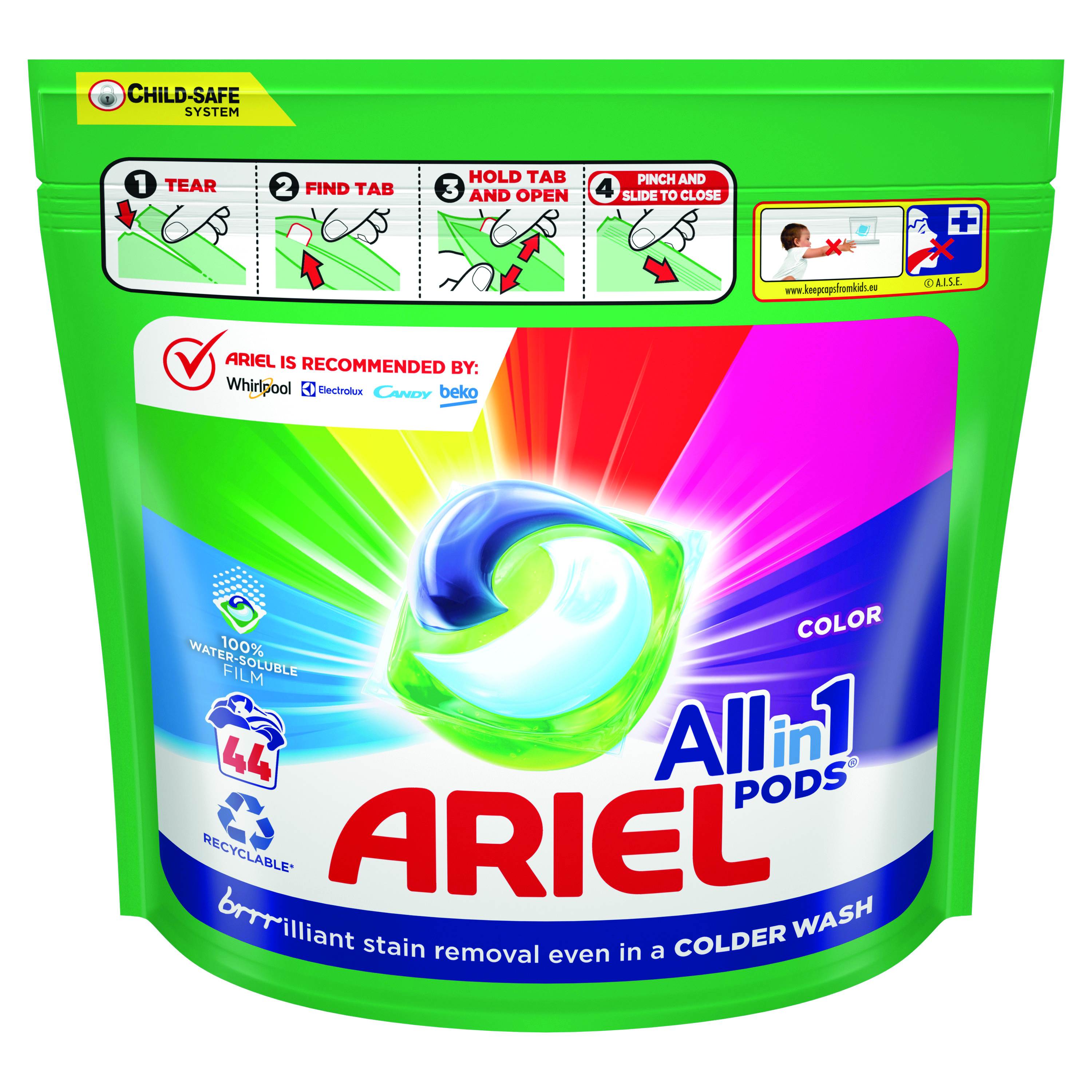 Ariel gelové kapsle Color 44 dávek/sáček