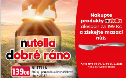 Akce s Nutellou: Získejte mazací nůž jako dárek!
