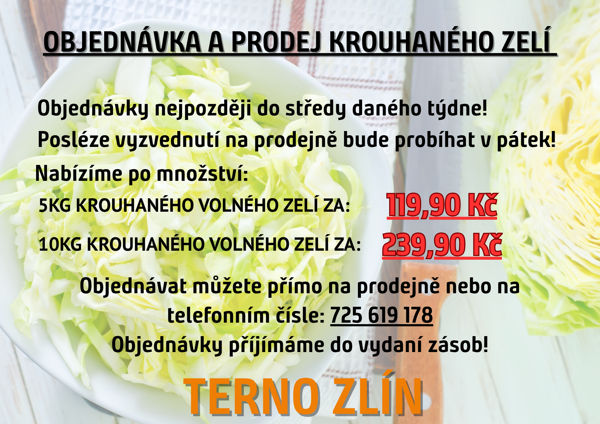 Objednete si čerstvé krouhané zelí v Terno Zlín!