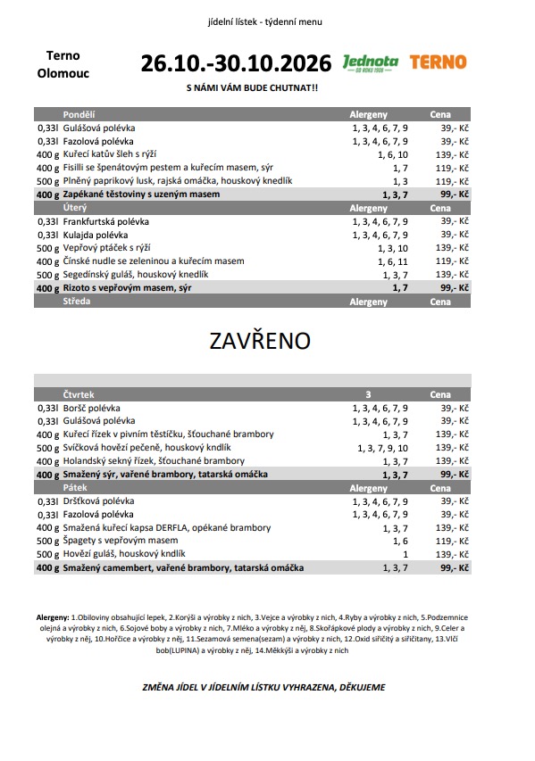 jidelnicek od 26 10